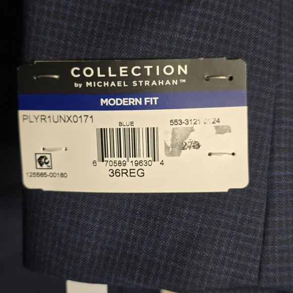 Collection by Michael Strahan Blue Plaid Sport Coat 36Reg